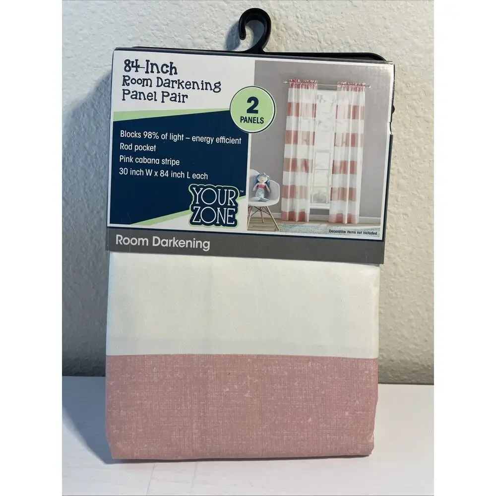 Your Zone Darkening Panel Pair Stripe Your Zone 2-Pack Energy Efficient Pink